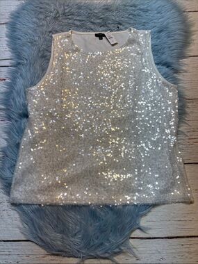 NWT Talbots White Sequin Sleeveless Tank Top Sz LP